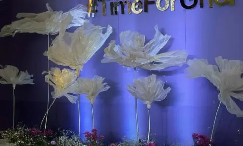 Reception stage backdrop at Grand Mantram Resort, a luxury wedding reception resort in Gurgaon