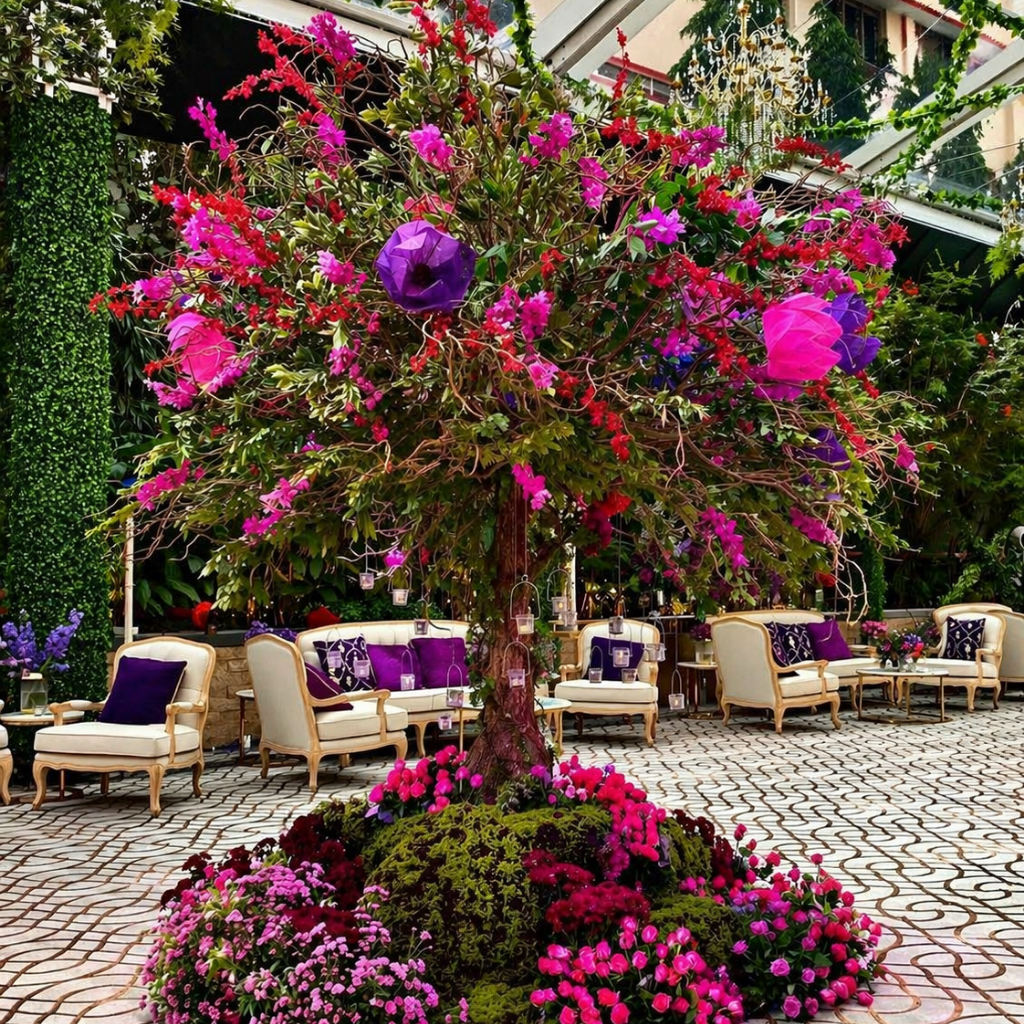 private swimming pool resort Luxury poolside wedding setup at Grand Mantram Resort Gurgaon with floral decoration and elegant lighting